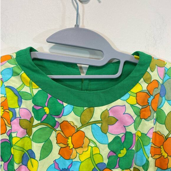 Union Made Psychedelic Neon Green Multicolor 70's Dress Medium - Picture 7 of 10